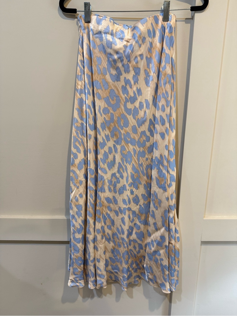 Blue and Cream Animal-Print Maxi Skirt by Yolly